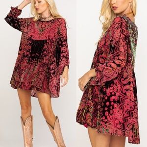 NWT Free People Wine Combo Mirror Mirror Dress